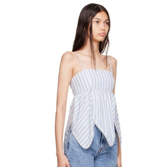 Ganni Women's Blue Babydoll Tulip Tank Top Size XS - Picture 13 of 13